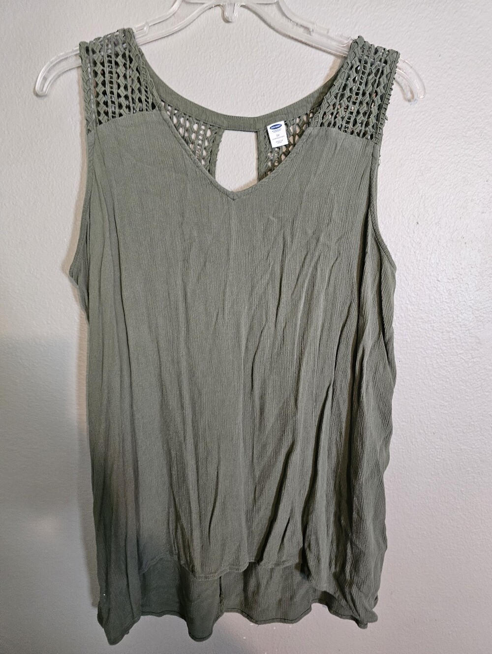 Olive Crochet-Trim Sleeveless Top - Old Navy